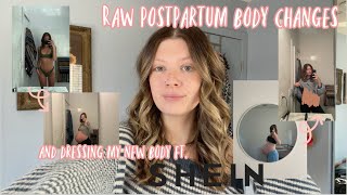 RAW postpartum body changes after 2 pregnancies and 3 babies plus dressing my new body ft SHEIN [upl. by Yelsnit]