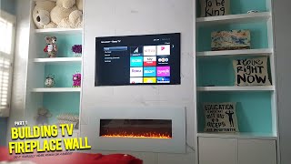 DYI  How to Build a Recessed Tiled TV Fireplace Wall From Scratch  Part 1 [upl. by Aicirtak]