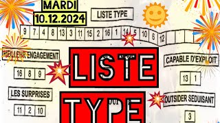 Liste type mardi 10 décembre 2024💲💲quinte demain 💲💲base solide [upl. by Sorcim]