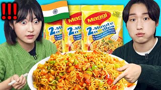 Koreans Try Indian Maggi Masala For The FIRST TIME [upl. by Ful]