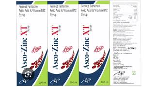 Asco Zinc XT Syrup Ferrous Fumarate Folic Acid amp Vitamin B12 Syrup [upl. by Spiegleman843]