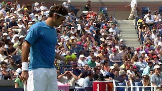 Roger Federer smashes passing shot vs Nikolay Davydenko at 2006 US Open [upl. by Nnaeinahpets]