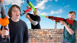 Our Dad Tried to Sneak Attack Us Family Nerf Battle [upl. by Yseult834]