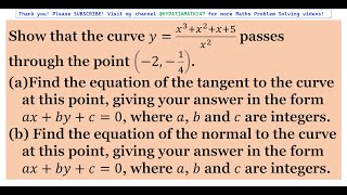 Equation of Tangent to the Curve  Equation of Normal  Differentiation  KS5 Maths [upl. by Karine402]