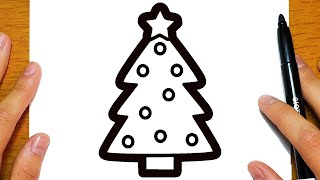 HOW TO DRAW A CHRISTMAS TREE  Easy drawings [upl. by Llerrot]