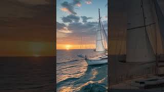 white Sailing boat on a beach side and sunset scene vibes relax beach sailingboat sunset views [upl. by Naej]