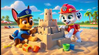 Paw Patrol Ultimate Rescue  CHASE x MARSHALL Building A Sand Castle Very Funny Story  Rainbow 3 [upl. by Metts]