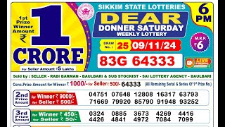 6PM Lottery Sambad Result 09112024  Sikkim Lottery [upl. by Aivax]