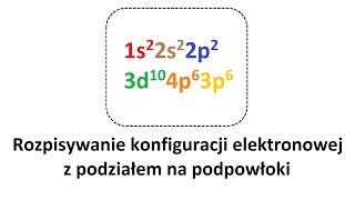 Rozpisywanie konfiguracji elektronowej z podziałem na podpowłoki  korepetycje z chemii matura [upl. by Letniuq]