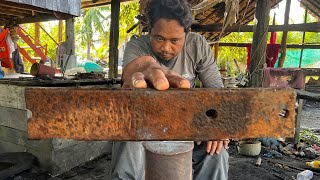 Knife Making  Forging A Powerful Survival Knife From The Leaf Spring [upl. by Vins]