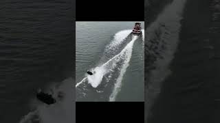 Hydrofoil on Lake Lanier Working on my drone skills dji hydrofoil waterskiing [upl. by Ordnagela]