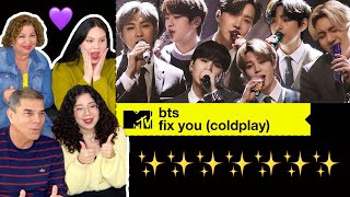 BTS  Fix You Coldplay Cover ✨  REACCIÓN EN FAMILIA 💜🤩 [upl. by Tnomyar87]