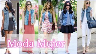 OUTFITS CON CHALECOS DE MEZCLILLA MODA 2022 🌺 LOOKS CASUAL [upl. by Atinaj]