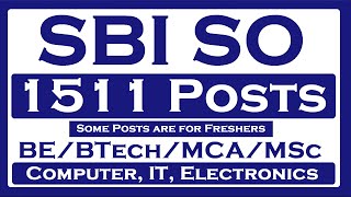 SBI SO recruitment 1511 Posts [upl. by Anitnatsnok]