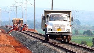 UNIQUE TRUCK ON RAILS INDIAN RAILWAYS CONSTRUCTION SITE [upl. by Christine]