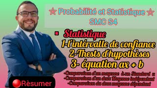 Résumer🚨 Probabilité et Statistique SMC S4 🔥شرح شامل [upl. by Lledrac]