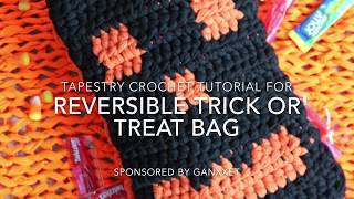 Learn How to Do Tapestry Crochet to complete your own reversible Halloween bag [upl. by Turpin]