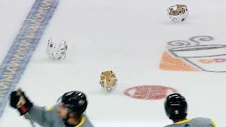 Teammates toss helmets for Kucherovs AllStar hat trick [upl. by Llehcsreh284]