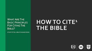 How to Cite the Bible [upl. by Alyakam]