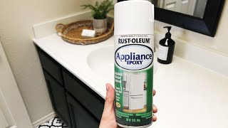 Rustoleum Countertop Transformation  DIY Bathroom Makeover [upl. by Einnej]