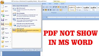 PDF Not Show In MS Word  Technical Mushtaq [upl. by Ellednek]