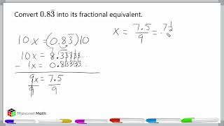 Convert Repeating Decimal Into Fraction Equivalent [upl. by Cyma963]