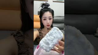 ASMR ice eating squeaky powdery ice bar eating iceeatingasmr icebites powderyiceeating [upl. by Heather]