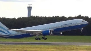 Private Las Vegas Sands Casino B767300 N804MS Takeoff Hamburg Airport  15092013 [upl. by Lund]