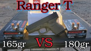 40 sampw winchester ranger tseries 165gr VS 180gr in ballistics gel [upl. by Acinoreb]