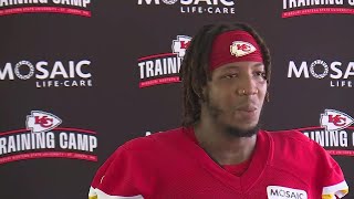 Wanya Morris talks after first Chiefs training camp practice [upl. by North]