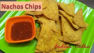 Homemade Nachos chips  Corn Tortilla Chips  Makki ke Chips  Indian Tadka [upl. by Yerrok]