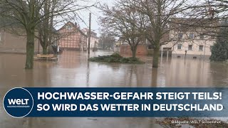 WETTER HochwasserGefahr in Teilen von Deutschland steigt Lage bleibt weiter angespannt [upl. by Elocan]