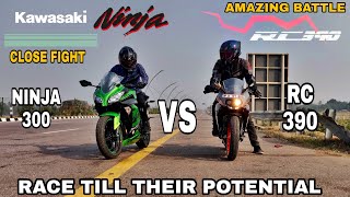 Kawasaki Ninja 300 Vs Ktm RC 390  Long Race  Highway Battle  Really Close Fight [upl. by Candi178]