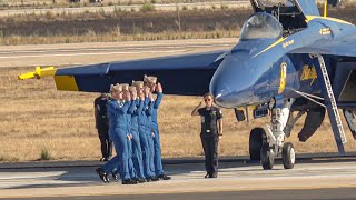 Blue Angels at Americas Airshow 2024 with incredible close formation flying and pilot walk ins  4K [upl. by Ecinnaj]