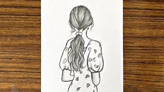 Easy girl backside drawing for beginners  Girl drawing tutorial for beginners  simple drawing [upl. by Magdaia]