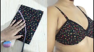 Cotton Bra Without Elastic  Cutting and Stitching  बिना इलास्टिक वाली ब्रा बनाएं [upl. by Lahsiv]