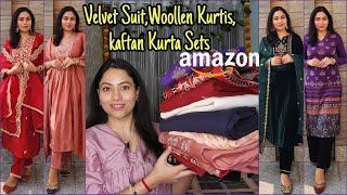 Amazon Kurta Set Haul Under 1000₹  KaftanVelvetAnarkali Kurta Sets  Woollen Kurtis From Amazon [upl. by Ahsoik328]