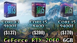 Core i3 9100F vs Core i5 8400 vs Core i5 9400F  RTX 2060 6GB  Tested 17 PC Games 1080p 1440p 4K [upl. by Ynaffat]