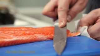 How To  skin a salmon fillet from Jamie Does [upl. by Anne-Corinne]