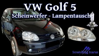 VW Golf 5 Lampenwechsel Scheinwerfer Halogen headlights bulb replacement  Tutorial [upl. by Asilahs605]