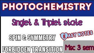 singlet amp triplet state photochemistryMsc3semspin amp symmetry forbidden transition handmadenote [upl. by Ulrika]