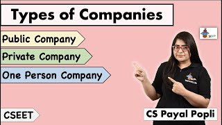 TYPES OF COMPANIES  Private vs Public vs One Person CompanyOPC CSEET CS Payal Popli [upl. by Walt727]