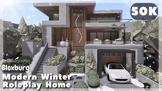 BLOXBURG Modern Winter Roleplay Home Speedbuild  Roblox House Build [upl. by Yager484]