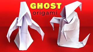 Paper Ghost Origami tutorial How to make origami ghost out of paper Halloween decorations [upl. by Ruthann]