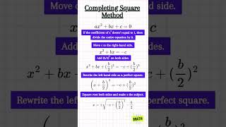 Solving Quadratic Equations using the Completing Square Method 🤓quadraticequations shorts short [upl. by Eissirc]