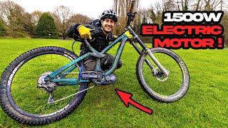 I MADE A CRAZY POWERFUL DIY DOWNHILL ELECTRIC BIKE [upl. by Ardnekal361]