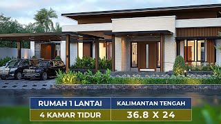 DESAIN RUMAH MODERN 1 LANTAI DI KALTENG ADA 4 KAMAR TIDUR DAN INNERCOURT  JASA DESAIN RUMAH [upl. by Haibot]