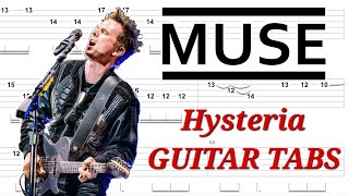 Muse  Hysteria  Rhythm amp Lead GUITAR TABS  Cover  Tutorial  Lesson [upl. by Arobed599]