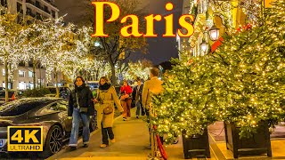 Paris France🇫🇷  Christmas in Paris 2022  Avenue Montaigne Christmas Lights 4K  A Walk In Paris [upl. by Yecats285]