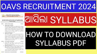 OAVS RECRUITMENT 2024 SYLLABUSOAVS TGT SYLLABUS 2024OAVS PGT SYLLABUS 2024 [upl. by Anjela]